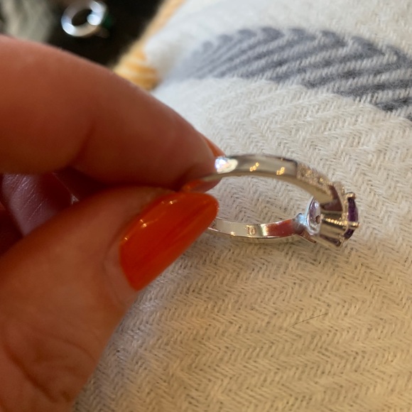 Silvertone NVC Ring With Purple Stone & Sparkles Size 10 - Picture 6 of 8